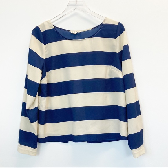 Urban Outfitters Tops - Cope Blue & Cream Open Back Blouse Large